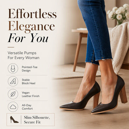 ✨ Elegant Silhouette, Stable Stride | Women's Chic Pointed Toe Chunky High Heels Pumps