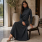 ✨ Cozy Neckline, Graceful Long-Line Flow | Women's Turtleneck Top & Maxi Skirt Set