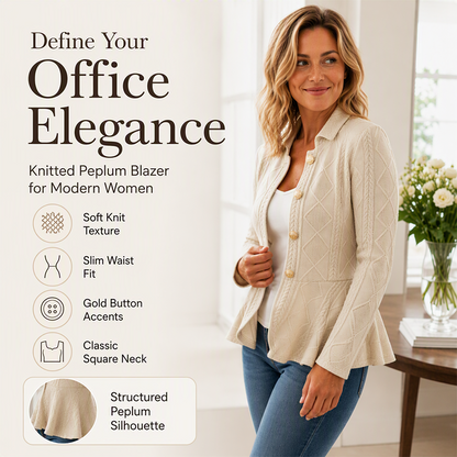 🤍 Polished Waistline, Feminine Structure | Women's Elegant Ruffled Peplum Blazer