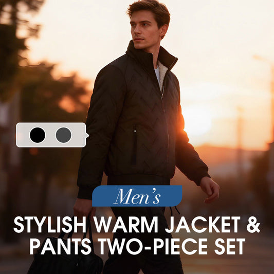 🧥 Polished Look, Cozy Warmth | Men's Stylish Warm Jacket & Pants Two-Piece Set
