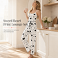 💞 Womens 2 Piece Ribbed Pajama Set Heart Print Camisole Top and Long Pants Loungewear