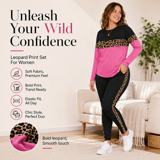 🐆 Statement Print, Easy Coordinated Comfort | Women's Casual Leopard Print 2-Piece Set