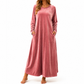 ☁️ Soft Velvet Feel, Easy Everyday Comfort | Women's Casual Velvet Crew Neck Dress with Pockets