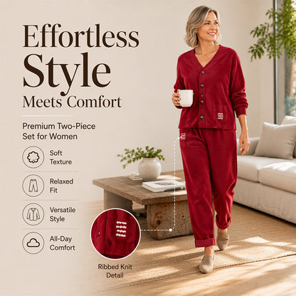 🧵 Retro Ribbed Look, Easy Coordinated Comfort | Women's Casual Corduroy 2-Piece Set