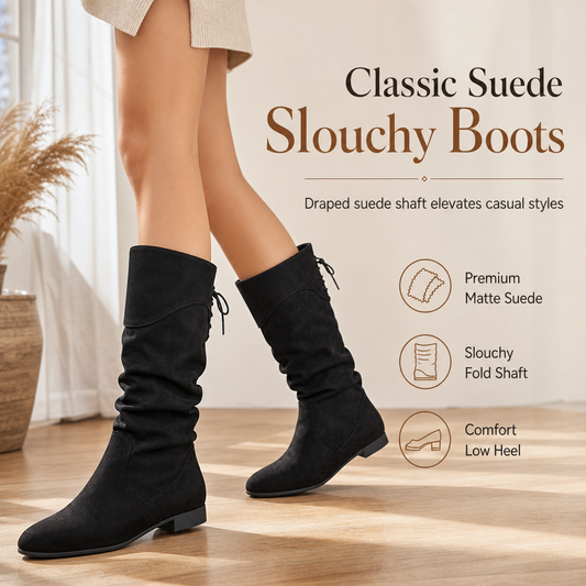 👢 Adjustable Lace-Up Fit, Relaxed Slouchy Silhouette | Women's Lace Up Slouchy Mid-Calf Boots