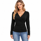 🌸Hot Sale 50% OFF💖Women's Slim Fit V Neck Long Sleeve Ruched Waist Top for Spring and Autumn
