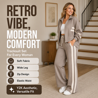 🏃 Eye-Catching Pattern, Move-Ready Comfort | Women's Stripe Sporty 2-Piece Set