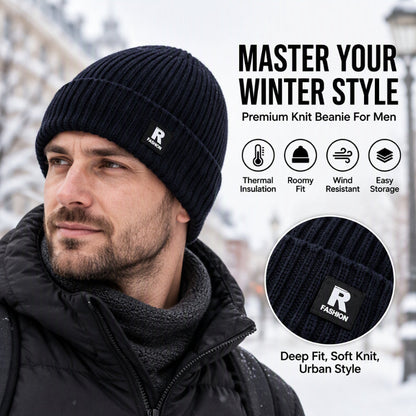 🧢 Easy Streetwear Style, Cozy Head Warmth | Men's Slouchy Knit Warm Skull Cap