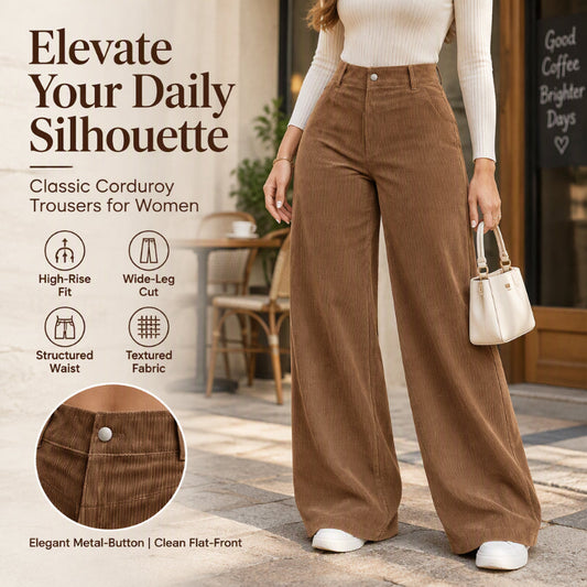 🍂 Retro Ribbed Texture, Leg-Elongating Silhouette | Women's Casual Corduroy Wide-Leg
