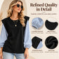 👚 Artistic Panel Detail, Easy Everyday Comfort | Women's Casual Patchwork Long Sleeve Top