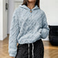 ✨ Refined Pattern Detail, Cloud-Soft Warmth | Women's Diamond Jacquard Plush Hooded Sweatshirt