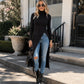 🧶 Cozy Neck Warmth, Graceful Side Movement | Women's Turtleneck High Split Knit Tunic