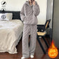 ☁️ Cloud-Soft Comfort, Easy Coordinated Lounging | Women's Fuzzy Fabric Loungewear 2-Piece Hoodie and Pants Set