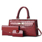 👜 Refined Texture, Easy Coordinated Carry | Women's Crocodile Pattern Handbag 3-Piece Set