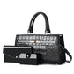 👜 Refined Texture, Easy Coordinated Carry | Women's Crocodile Pattern Handbag 3-Piece Set