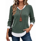 👚 Effortless Layered Look, Flattering Neckline | Women's 2-in-1 Layered V-Neck Ribbed Knit Top