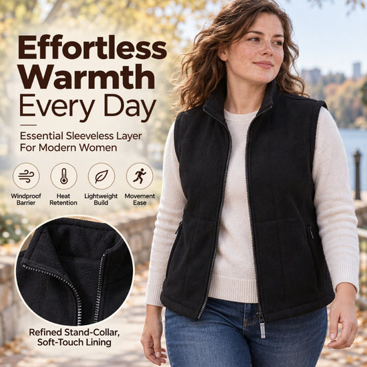 🧥 Structured Collar Warmth, Brushed Soft Comfort | Women's Stand Collar Thermal Brushed Vest