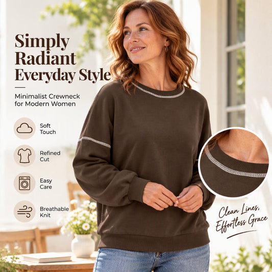 👕 Relaxed Easy Comfort, Clean Neckline | Women's Casual Loose Crewneck Sweatshirt