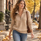 🧶 Clean Solid Look, Easy Layered Comfort | Women's Casual Solid Color Half-Zip Sweater
