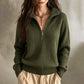 🧶 Clean Solid Look, Easy Layered Comfort | Women's Casual Solid Color Half-Zip Sweater