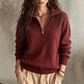 🧶 Clean Solid Look, Easy Layered Comfort | Women's Casual Solid Color Half-Zip Sweater