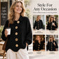 ✨ Refined Lapel Detail, Eye-Catching Button Accents | Women's Elegant Lapel Knit Cardigan with Gold Buttons