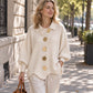 ✨ Refined Lapel Detail, Eye-Catching Button Accents | Women's Elegant Lapel Knit Cardigan with Gold Buttons