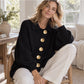 ✨ Refined Lapel Detail, Eye-Catching Button Accents | Women's Elegant Lapel Knit Cardigan with Gold Buttons