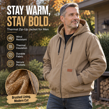 🧥 Toasty Core Comfort, Cozy Hooded Coverage | Men's Casual Winter Thermal Hooded Jacket