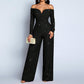 ✨ Elegant Shoulder Line, Eye-Catching Shine | Women's Chic Off-Shoulder Sequined Jumpsuit