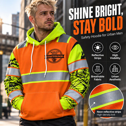 🦺 Be-Seen Confidence, Cozy Hooded Comfort | Men's High Visibility Reflective Hooded Sweatshirt