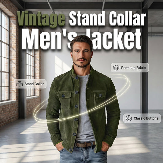 🧥 Retro Ribbed Texture, Structured Collar Detail | Men's Vintage-Style Corduroy Stand Collar Jacket