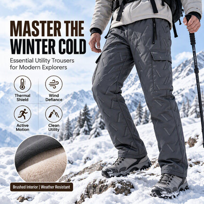 🏕️ Clean Cargo Look, Toasty Lined Comfort | Men's Winter Plush-Lined Cargo Pants