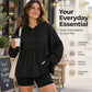 👚 Relaxed Easy Comfort, Flowing Hem Detail | Women's Loose Ruffle Hem Hooded Sweatshirt