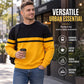 🎨 Bold Contrast Look, Easy Everyday Comfort | Men's Casual Crewneck Color-Block Sweatshirt