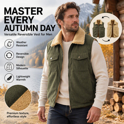 🧥 Two-Way Styling, Toasty Ribbed Comfort | Unisex Reversible Corduroy Warm Vest