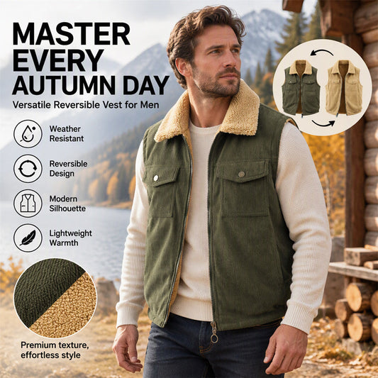 🧥 Two-Way Styling, Toasty Ribbed Comfort | Unisex Reversible Corduroy Warm Vest