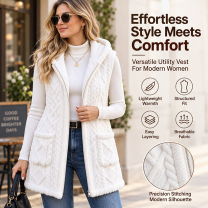 🧥 Plush Softness, Cozy Hooded Coverage | Women's Cozy Double-Sided Fuzzy Hooded Vest