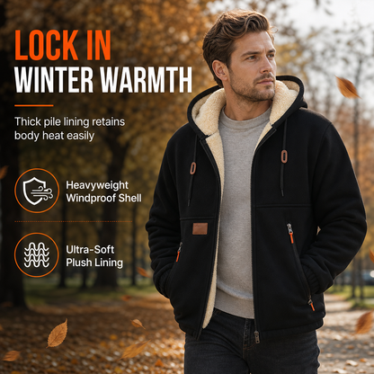 🧥 Toasty Thick Warmth, Cozy Hooded Coverage | Men's Casual Thick Hooded Zip-Up Sweatshirt