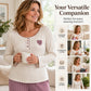💕 Sweet Embroidery Detail, Cozy Nighttime Comfort | Women's Heart Embroidery Ribbed Pajama Set