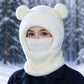 🐻 All-in-One Warmth, Cozy Full Coverage | 3-in-1 Winter Bear Hat with Scarf & Mask