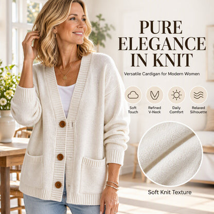 🧶 Relaxed Easy Comfort, Flattering Neckline | Women's Loose-Fit V-Neck Sweater Cardigan