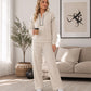 👚 Easy Layered Comfort, Leg-Elongating Flow | Women's Long Sleeve Half-Zip Top & Wide-Leg Pants Set