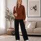 👚 Easy Layered Comfort, Leg-Elongating Flow | Women's Long Sleeve Half-Zip Top & Wide-Leg Pants Set