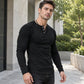 👕 Adjustable Neckline, Textured Comfort | Men's Casual Slim Fit Ribbed Henley T-Shirt