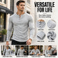 👕 Adjustable Neckline, Textured Comfort | Men's Casual Slim Fit Ribbed Henley T-Shirt