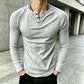👕 Adjustable Neckline, Textured Comfort | Men's Casual Slim Fit Ribbed Henley T-Shirt