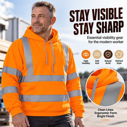 🦺 Be-Seen Confidence, Easy On/Off | Men's High Visibility Reflective Zipper Hoodie