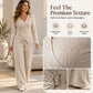 ✨ Waist-Defining Silhouette, Leg-Elongating Flow | Women's Textured Asymmetric Wrap Top & Wide-Leg Pants Set