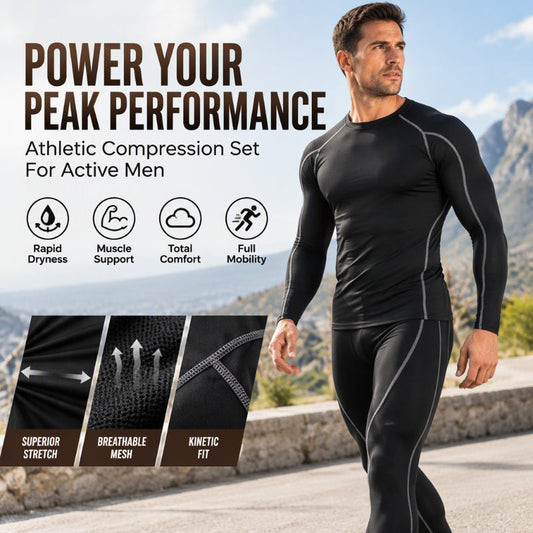 🏃 Flexible Support, Toasty Base-Layer Warmth | Men's Compression Workout Thermal Underwear Set
